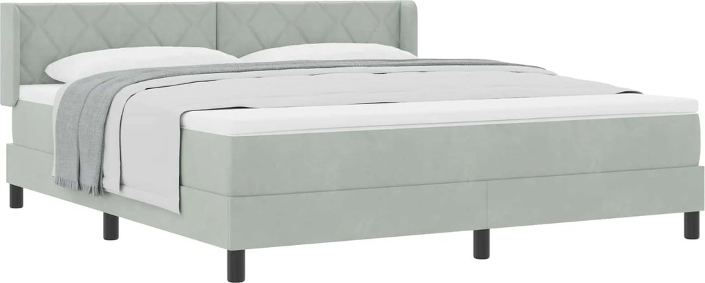 vidaXL Boxrugós ágy matracmal Világosszürke 200 x 180 cm Poliészter