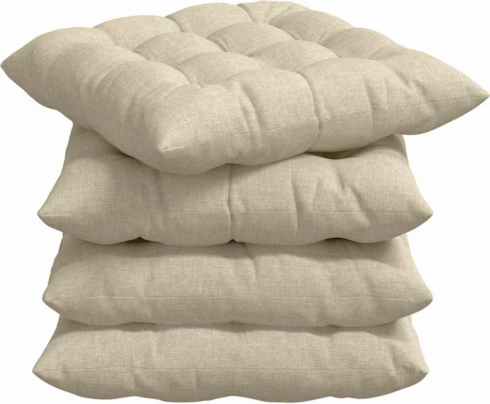 vidaXL Ülőpárnák 4 pcs Krém 40 x 40 x 6 cm szövet