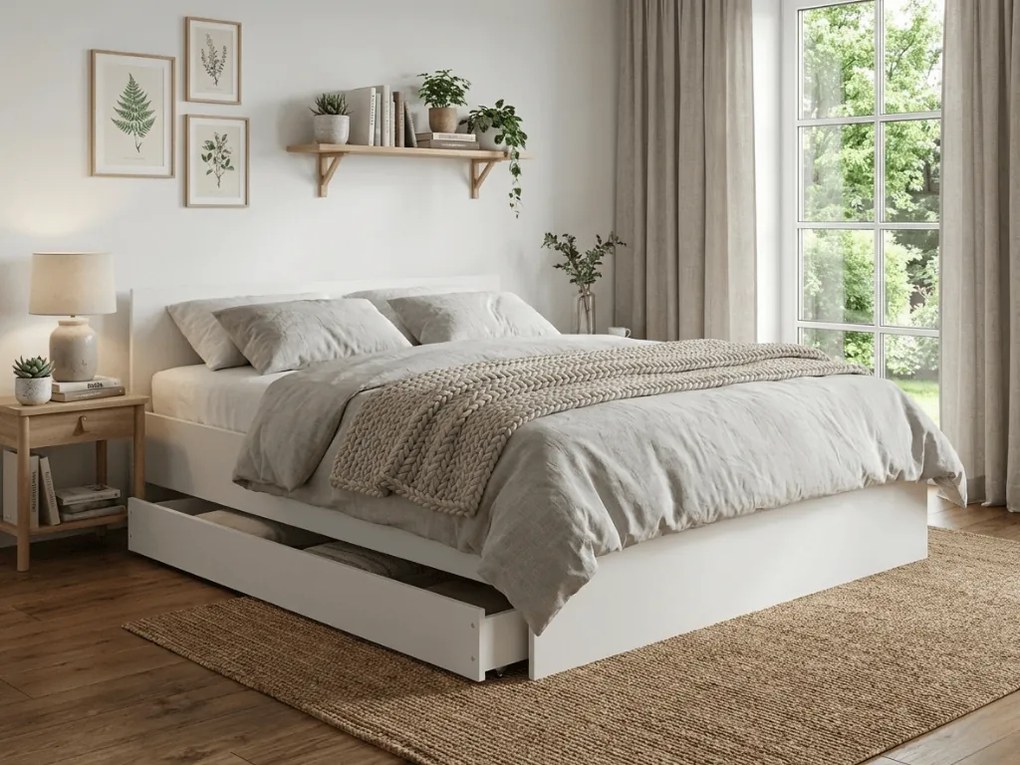 Ágy ELISA 180 x 200 cm, fehér Ágyrács: Lamellás ágyrács, Matrac: Coco Maxi 20 cm matrac