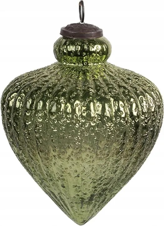 Zöld, háromszög alakú üveg karácsonyi gömb Leonard buborékokkal