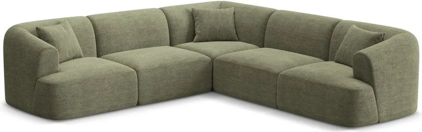 Zöld kordbársony sarokkanapé Campi – Cosmopolitan Design