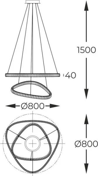 ZUMA LINE MD3169-2-3GT ATHESA Kristály Függesztett Lámpa Arany LED IP20