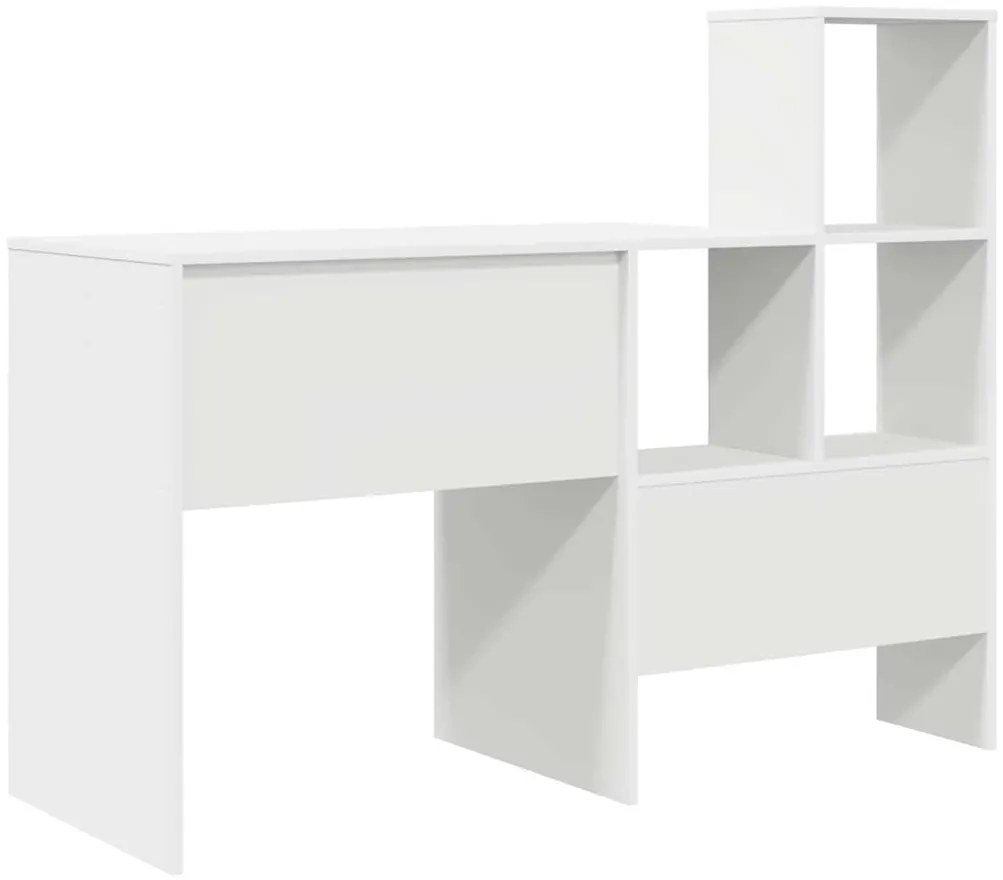 Asztal fiókkal polcokkal Fehér 131.5 x 50 x 106.5 cm Faanyag