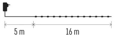LED kültéri fényfüzér 160xLED/21m IP44 meleg fehér