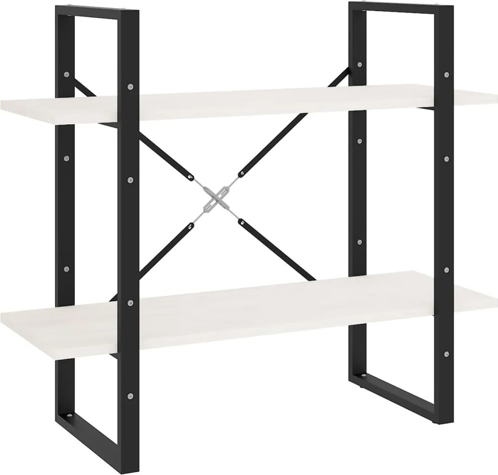 vidaXL kétszintes fehér tömör fenyőfa könyvszekrény 80 x 30 x 70 cm