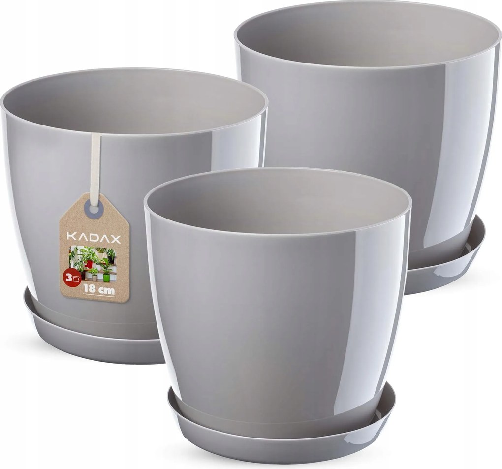 Virágtartó Fedő 18 cm Virágágyás Állvánnyal Szürke Műanyag 3 db