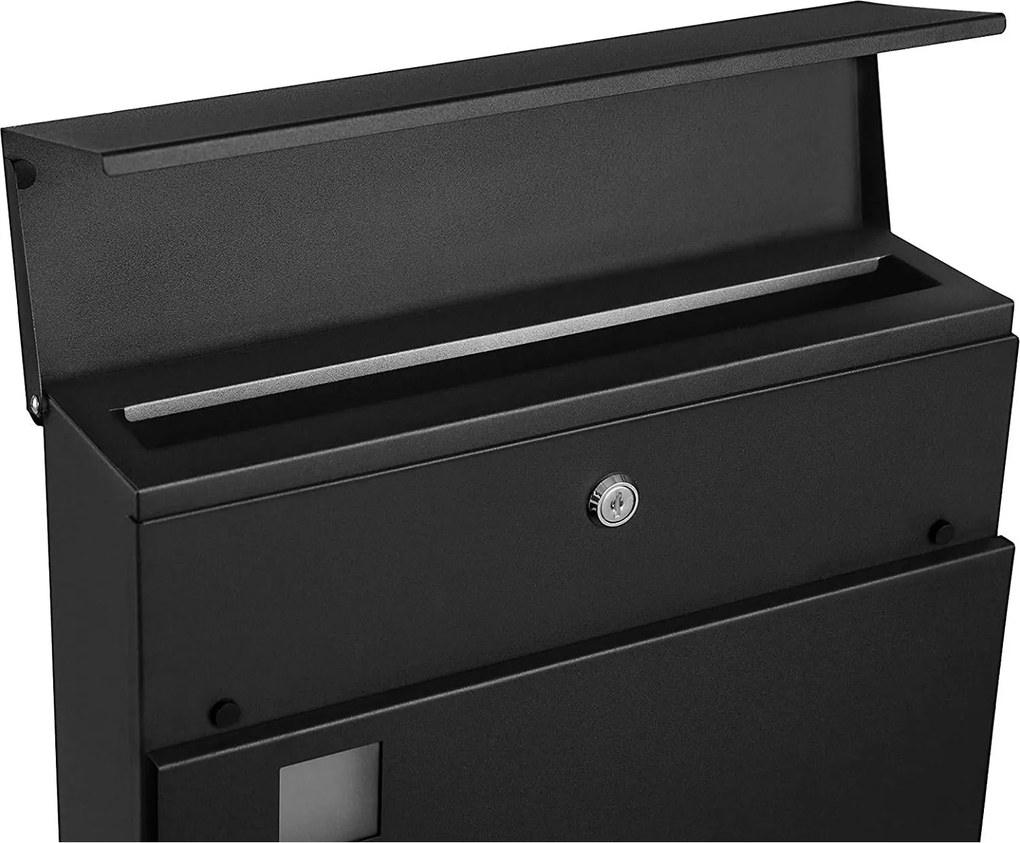 Modern postaláda újságtartóval, fekete