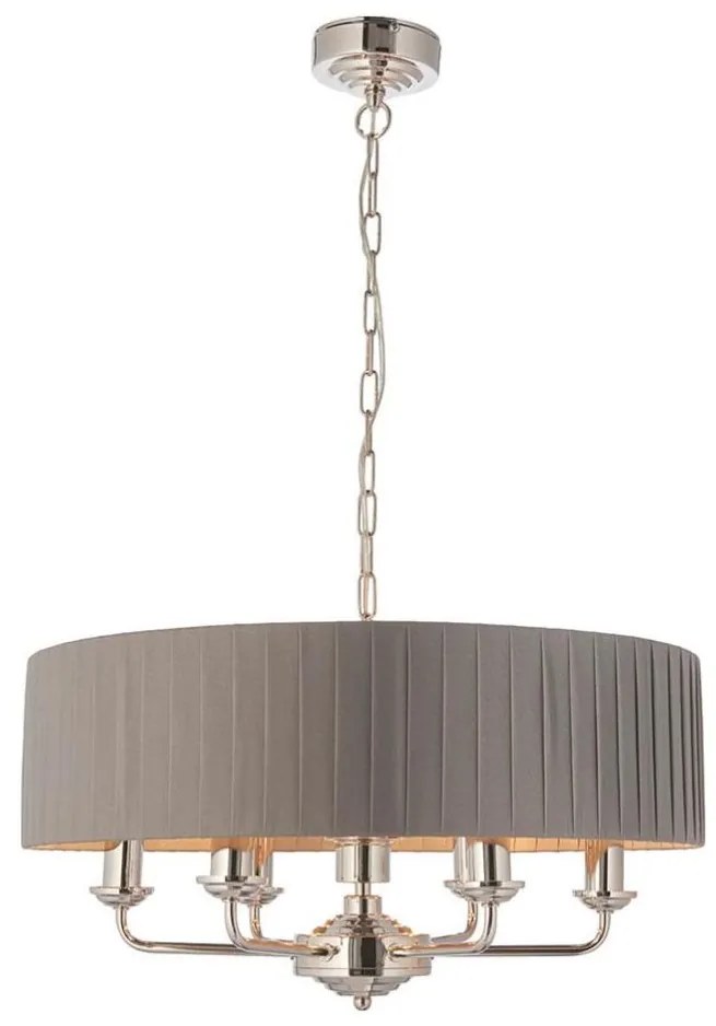 Endon 94397 - Csillár láncon HIGHCLERE 6xE14/40W/230V szürke/fényezett króm