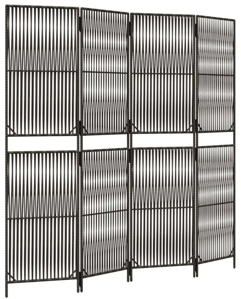 szürke 4 paneles polyrattan térelválasztó