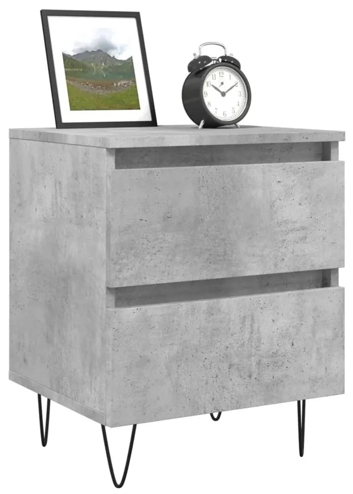 Betonszürke szerelt fa éjjeliszekrény 40x35x50 cm