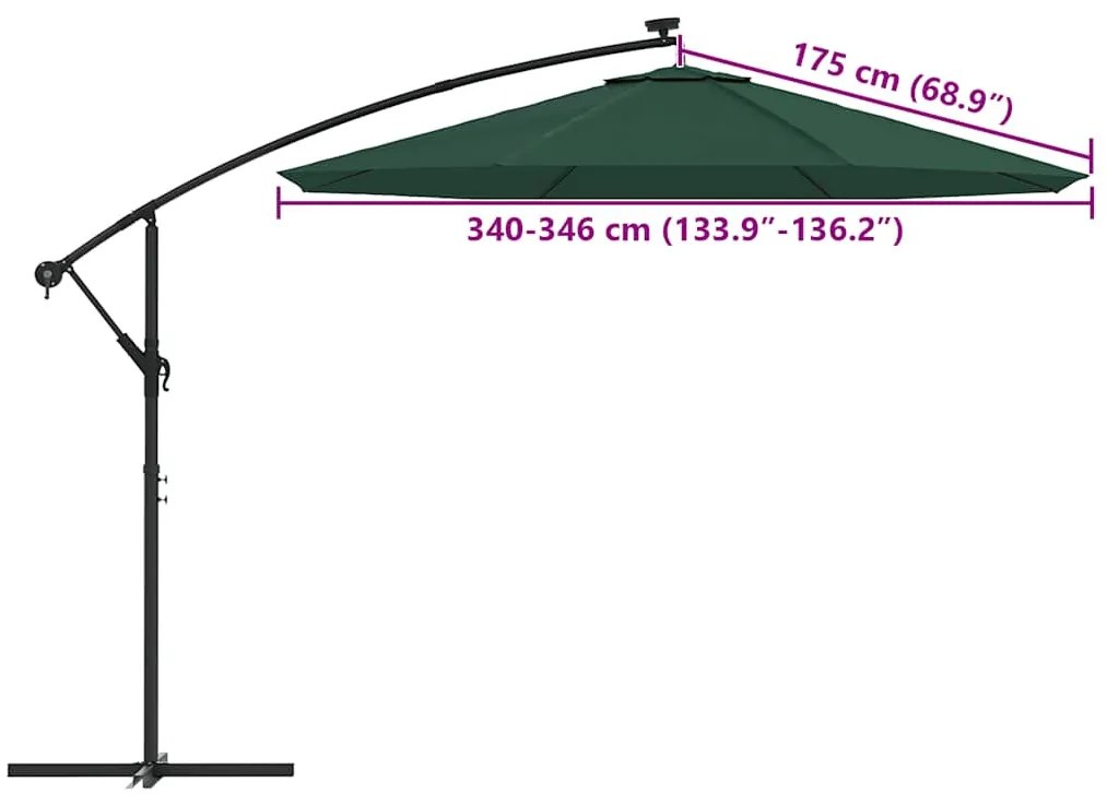 zöld konzolos napernyőponyva 350 cm