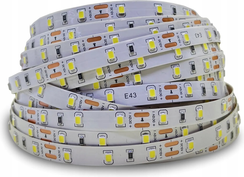 Professzionális Led szalag 6W/m, 12V, 60LED 2835 hideg fehér,6500K, IP33 5m