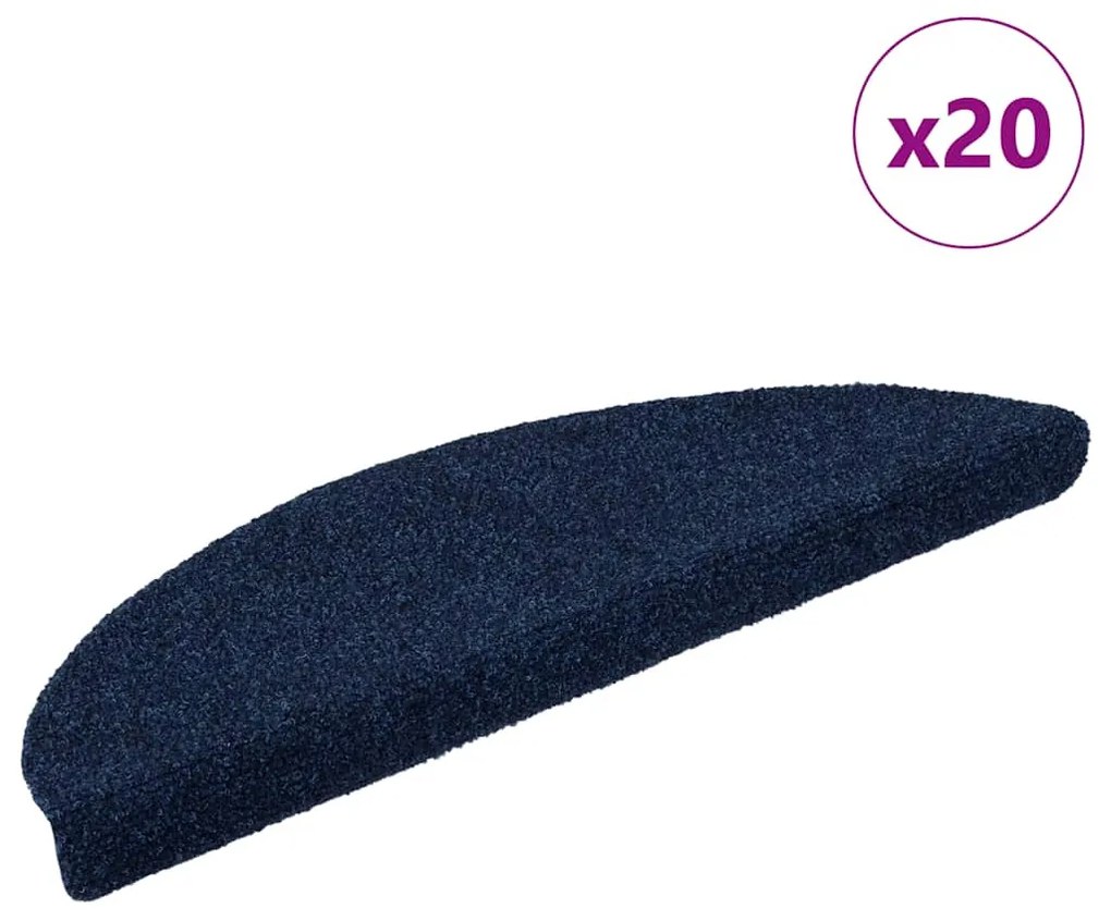 20 db öntapadós lépcsőszőnyeg, 56 x 17 x 3 cm, sötétkék, félkör alakú