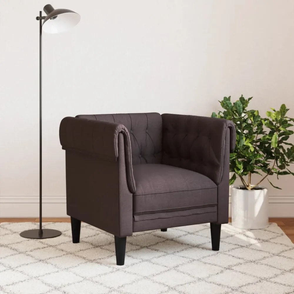 sötétbarna szövet Chesterfield kanapé