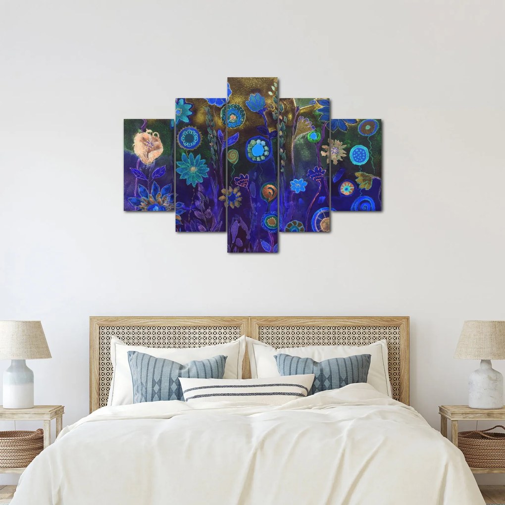 Sötétkék virágok képe (150x105 cm)