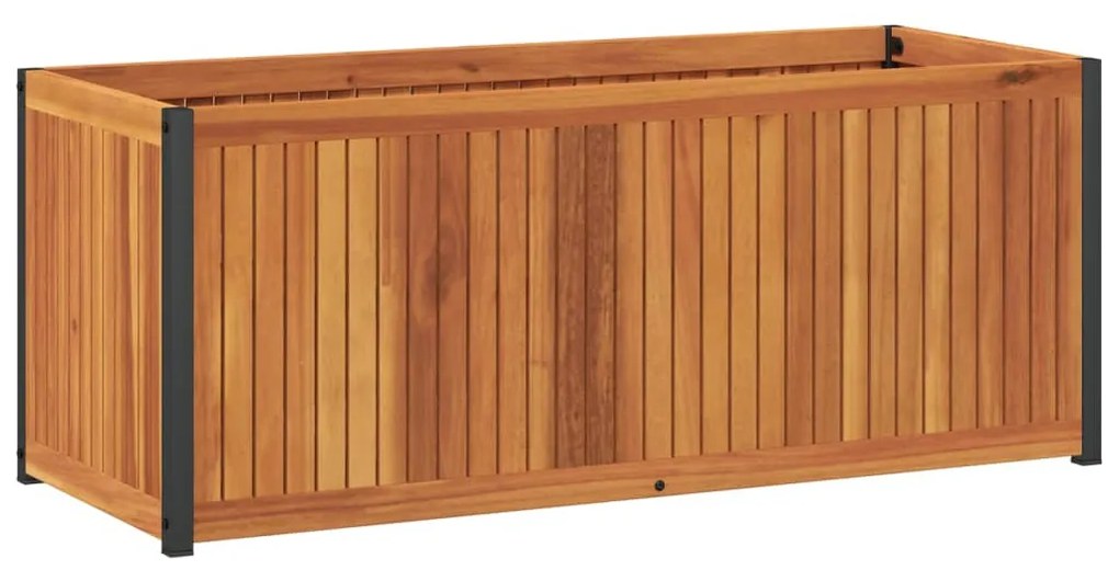 vidaXL tömör akácfa és acél kerti virágtartó 110 x 45 x 44 cm