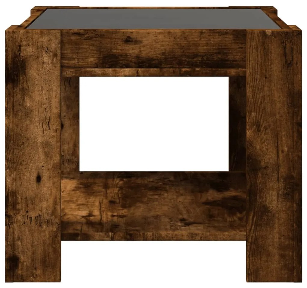 füstös tölgy szerelt fa dohányzóasztal LED-del 53 x 53 x 45 cm