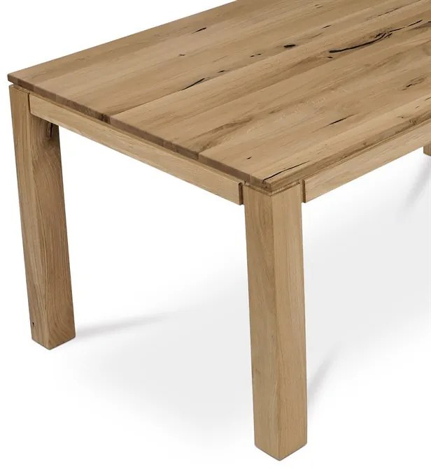 Étkezőasztal 120x80 cm, tömör tölgy, lábak 8x8 cm