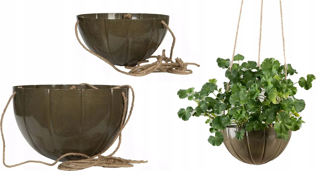 Akasztós Virágtartó Erkélyre, fém, barna 2 db