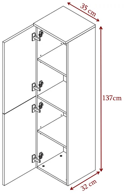 NICE W35 SL fürdőszoba szekrényéhez, 35x136,9x31,9, fehér/minta, jobb