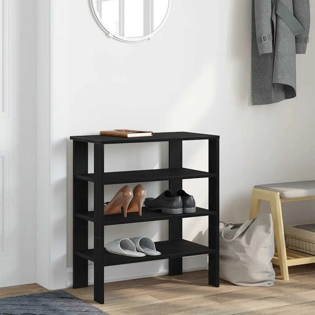 fekete szerelt fa cipőtároló szekrény 61x32x70 cm