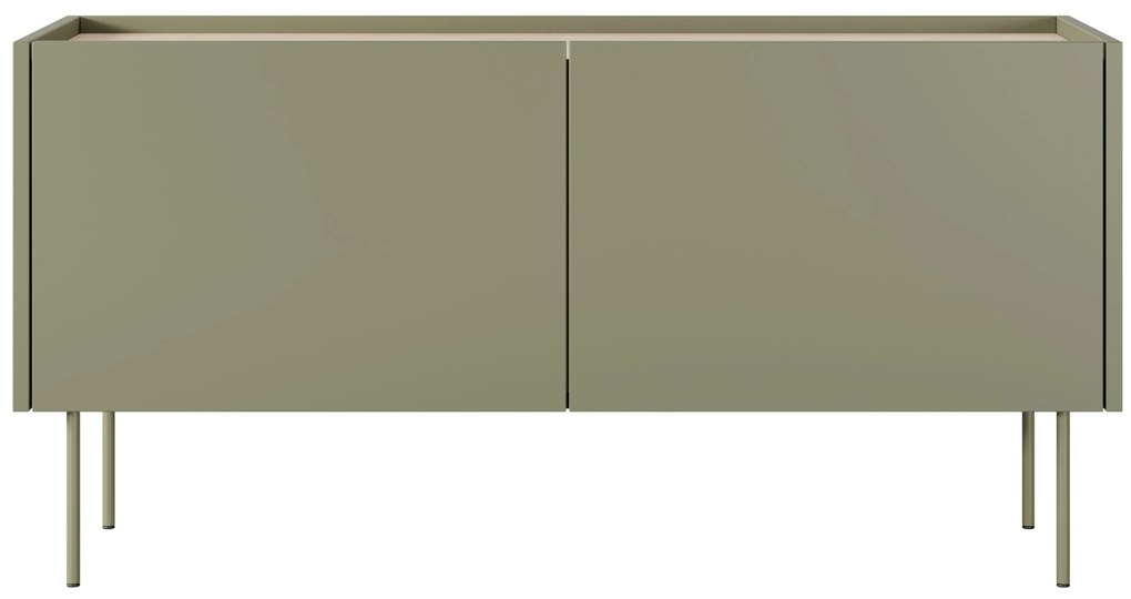 Desin 120 cm kétajtós TV-szekrény fiókkal - olívazöld / nagano-tölgy