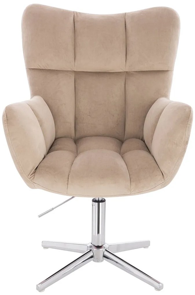 HR650CROSS Latte modern velúr szék krómozott lábbal