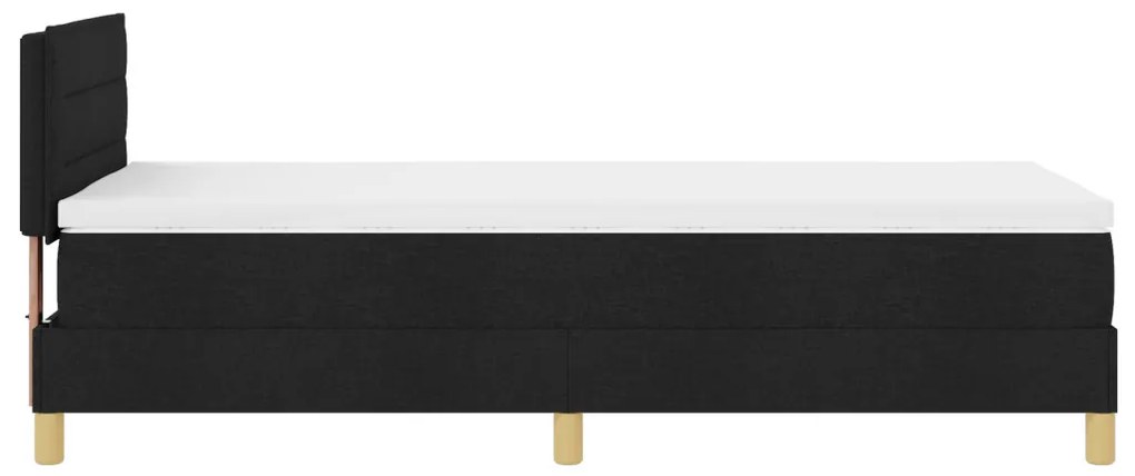 Fedett rugós ágy matraccal & LED világítással Fekete 90x200 cm Szövet