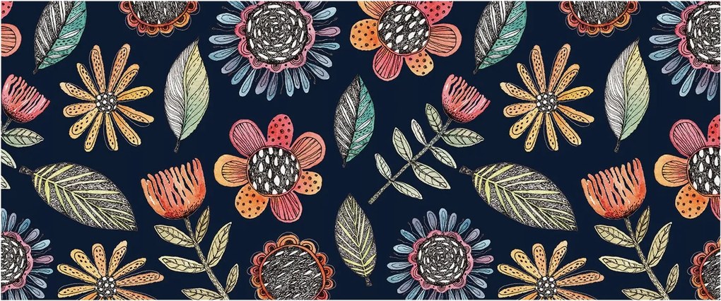 Fali fotótapéta Flizelin a szobába Virágos mozaik 250x104 Ragasztó