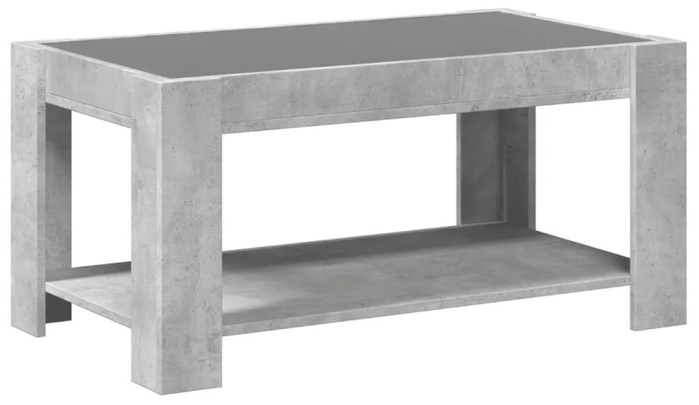 betonszürke szerelt fa dohányzóasztal LED-del 93 x 53 x 45 cm