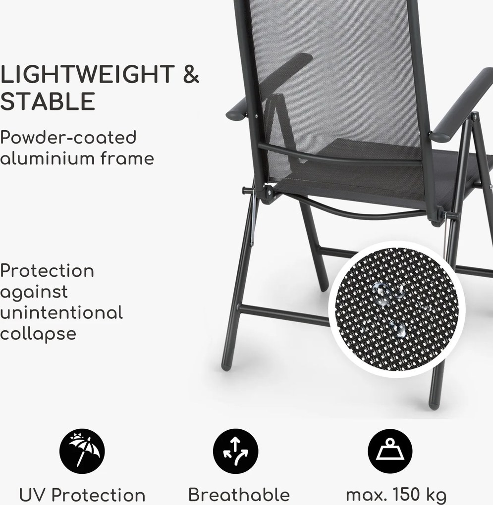 Blumfeldt London Lite, 2 db összecsukható szék, 56,5 x 107 x 68 cm, ComfortMesh, alumínium