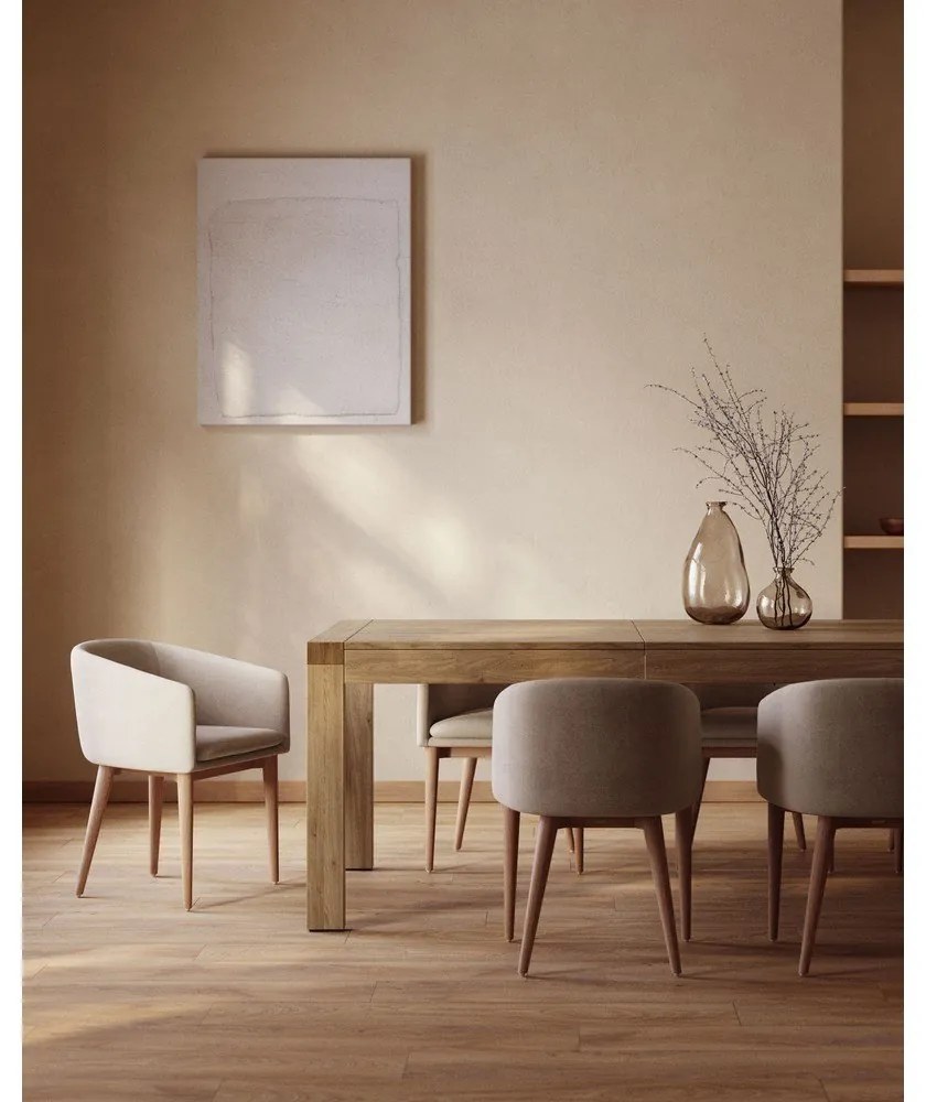 Bővíthető étkezőasztal hosszabbító asztallappal tölgyfa dekorral 100x200 cm Briva – Kave Home