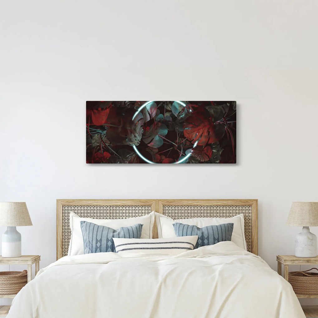 Kép - Neon kör a pálmafák között (120x50 cm)
