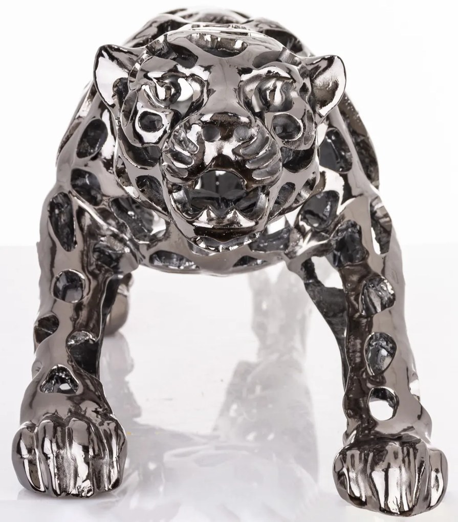 Figura Leopard Műanyag Ezüst 22x87x18cm