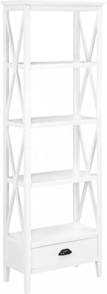 Fehér egyfiókos mdf könyvespolc 60 x 30 x 170 cm