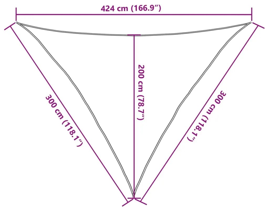 homokszínű 100% poliészter oxford szövet napvitorla 3x3x4,24 m