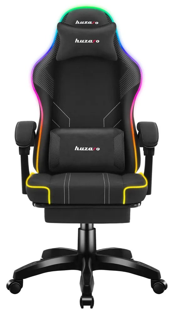 Gamer szék Space RGB lábtartóval fekete