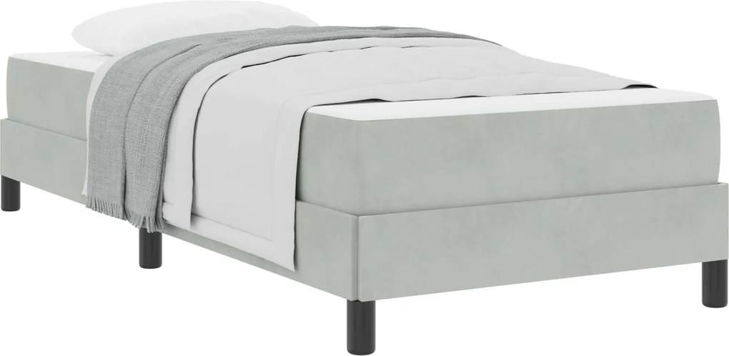 vidaXL Boxrugós ágy matracmal Világosszürke 90 x 190 cm szövet