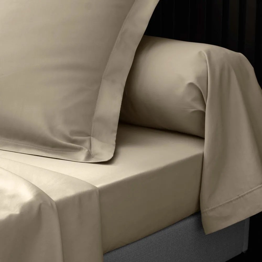 Világosbarna gumis pamut-perkál lepedő 180x200 cm Percaline – douceur d'intérieur