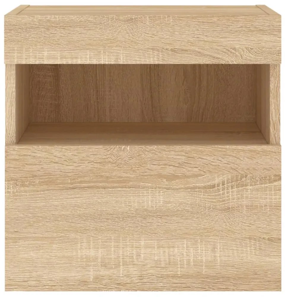 2 db sonoma tölgy színű fali TV-szekrény LED-del 40x30x40 cm