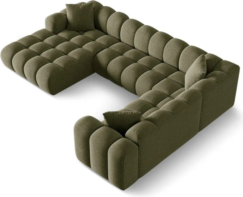 Zöld zsenília sarokkanapé (jobb oldali-U alakú) Treno – Cosmopolitan Design