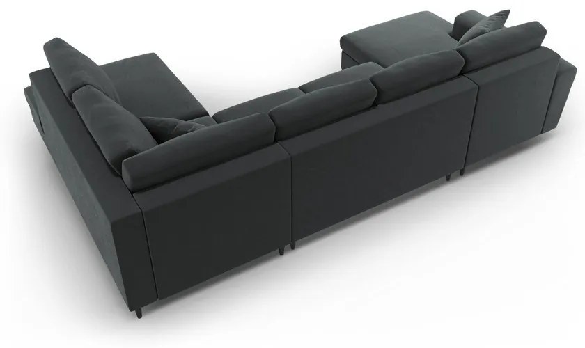 Sötétszürke bársony kinyitható tárolóhelyes sarokkanapé (jobb oldali-U alakú) Kyoto – Cosmopolitan Design