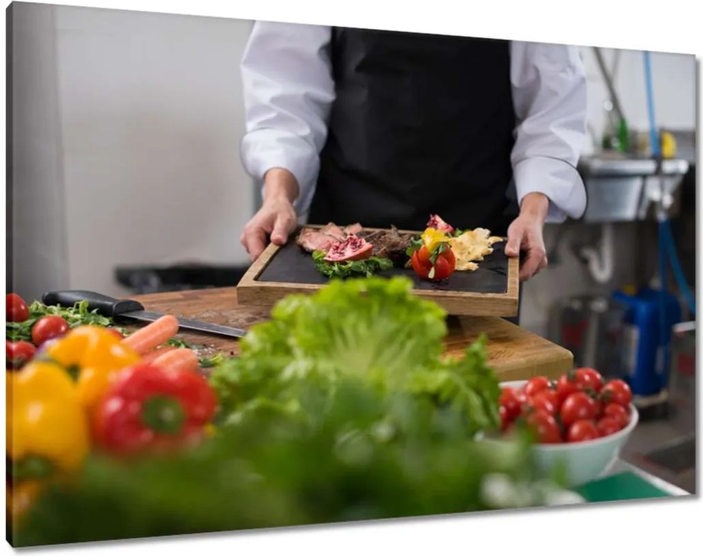 Vászonkép 100x70 Tányér beefsteak