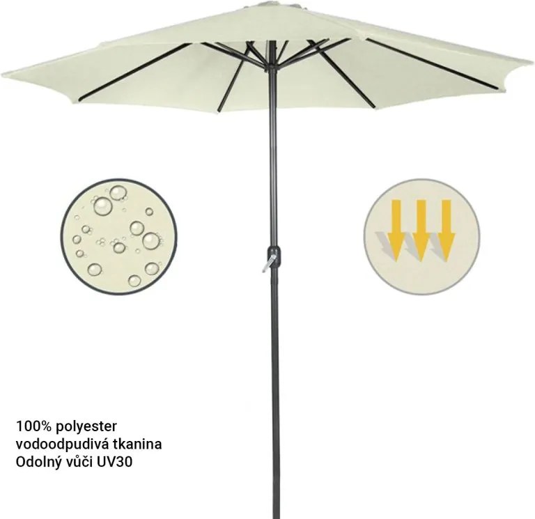 MIADOMODO Napernyő fogantyúval 250 cm krémszínű