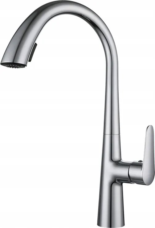 Nikiel Csiszolt Konyhai Csaptelep Kihúzható Csővel 360°-BAN Forgatható Premium