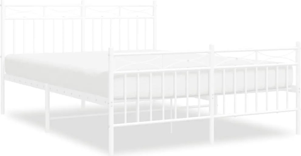 vidaXL fehér fém ágykeret fej- és lábtámlával 135x190 cm