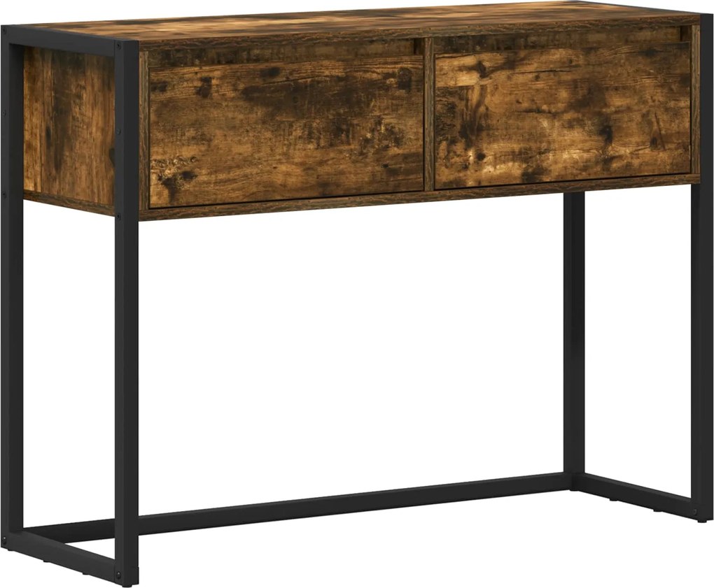 vidaXL Végasztal fiókkal Füstös tölgy 100 x 36 x 75 cm Faanyag