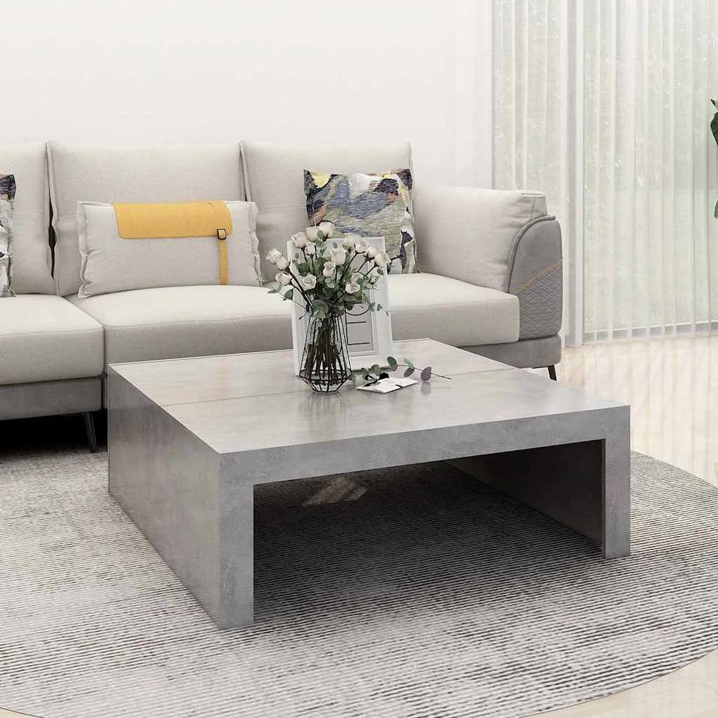 Betonszürke szerelt fa dohányzóasztal 100 x 100 x 35 cm