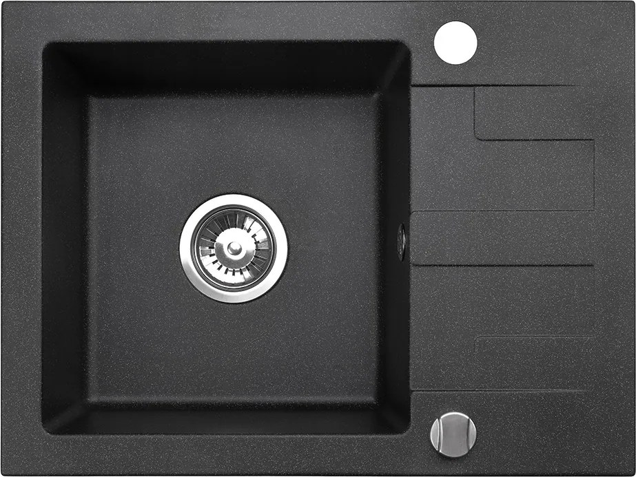 Gránit mosogató Neli 59 metál 59x44 cm egymedencés konyhai mosogató