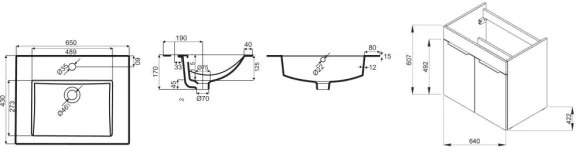 JIKA H4536011763001 - CUBE fürdőszobai szekrény mosdóval, 60,7x65 cm, fehér